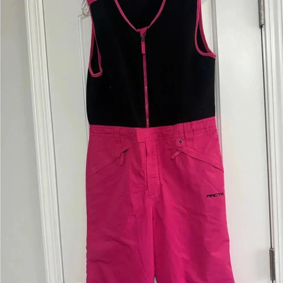 Arctix Insulated Bib Overalls Ski Snow Pants Pink/Black Large Youth /Small Women - Picture 2 of 7